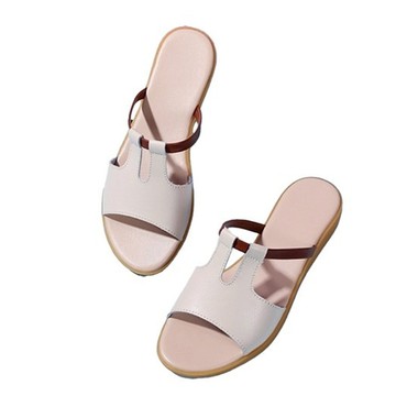 真皮女款戶外防滑涼拖鞋 LS27  EU36  米色  1雙