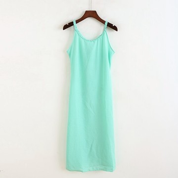 麻花吊帶背心連衣裙夏季新款中長款寬松打底女裙子D/3-4