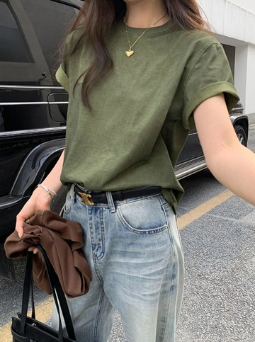 【missy shop】森林系歐膩圓領短袖T恤-76374