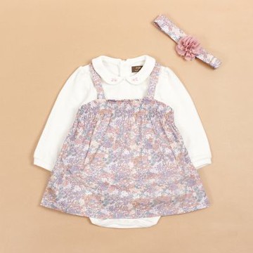 PIPPY 優雅小翻領碎花吊帶裙3入組禮盒 粉