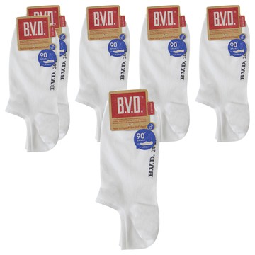 B.V.D. 男細針低口直角襪  白色  24~26cm