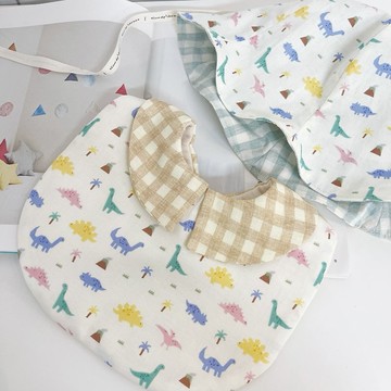 Mini恐龍 彌月禮盒兩件組 寶寶漁夫帽+圍兜 滿月禮 嬰兒禮物