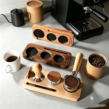 咖啡用品 三件套壓粉底座咖啡器具收納套裝工具粉錘手柄意式家用美式小型 工具 咖啡配件 家用 商用 工具收納 咖啡濾杯