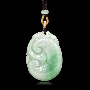 【正佳珠寶】翡翠 芙蓉飄陽綠 經典如意吊墜 天然A貨翡翠