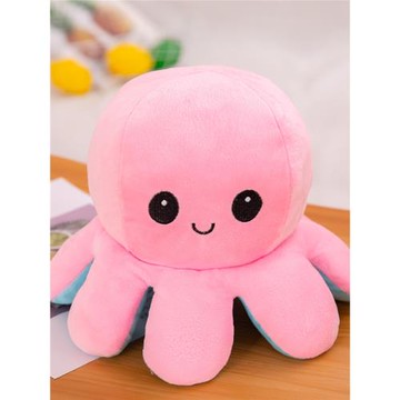 可愛翻面章魚公仔毛絨玩具生氣雙面翻轉八爪魚變臉小章魚玩偶女生