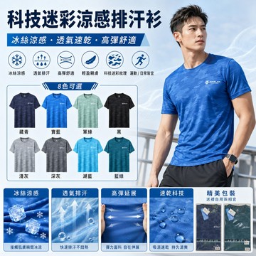 🔥台灣出貨🔥科技迷彩涼感排汗衫 男生短袖 嚴選機能衣 透氣涼感上衣 蝴蝶網 涼感圓領上衣 短袖T恤 休閒運動
