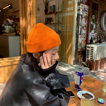 chao柔軟糖果色帽子女秋冬針織帽毛線帽春秋時尚保暖韓版百搭冷帽1入