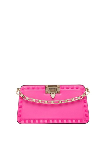 Valentino Garavani - Rockstud leather clutch bag - women - Metal/Lamb Skin/Calf Leather/Zamak - One Size - Pink