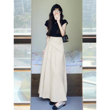 梨形身材不規則半身裙女秋冬新款胖妹妹mm高腰顯瘦中長款a字裙子