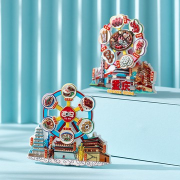 馬年 冰箱貼  磁鐵貼 2026 卡通旋轉城市冰箱貼旅行北京哈爾濱景點磁吸貼立體文創傢居小禮品