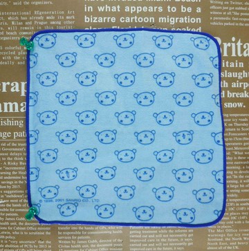 【震撼精品百貨】San-X動物家族 熊 小方巾-藍熊 震撼日式精品百貨