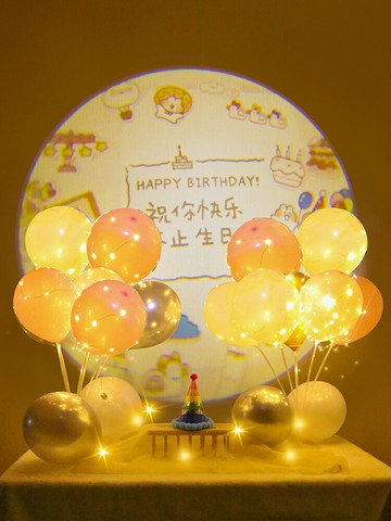 網紅ins生日快樂裝飾投影儀氛圍燈光拍照道具背景場景布置投影燈