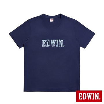 EDWIN 男款 拼布LOGO短袖T恤(丈青色)