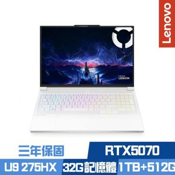 Lenovo 聯想 Legion 7 83KY0071TW 16吋電競筆電 Ultra 9 275HX/RTX5070/32G/1TB+512G PCIe SSD/Win11/三年保/特仕版