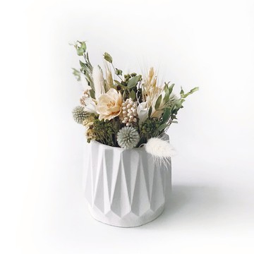 乾燥花系列 | 春日暖陽 幾何折扇純灰水泥盆乾燥花擺飾