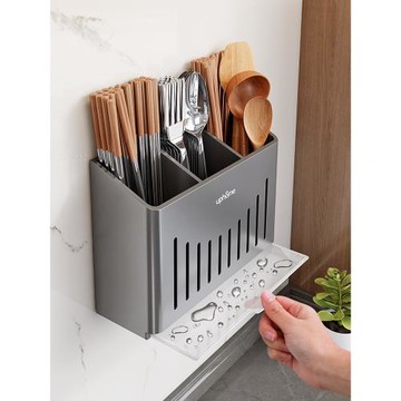 不銹鋼筷子筒壁掛式筷籠簍勺子收納盒瀝水廚房家用大容量置物架子