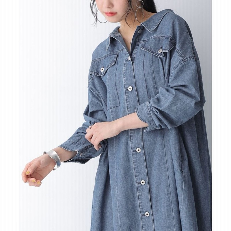 ロング レディース デニムワンピース 長袖 羽織 綿100 コットンデニム 後ろタック Gジャン風 バックタックデニムシャツワンピース メール便不可 通販 Lineポイント最大0 5 Get Lineショッピング