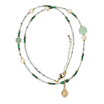 財源雙寶黃財神多圈手鍊(招財/珍珠/孔雀石/健康長壽)