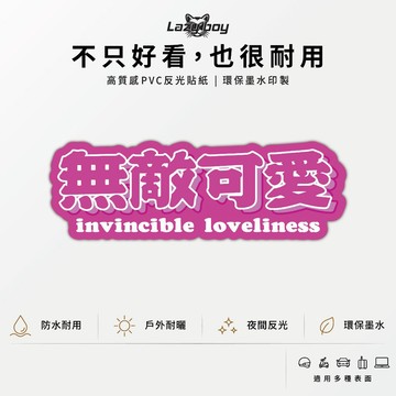 可愛 無敵可愛 搞笑 粉色標語 車貼 貼紙 防水貼紙 筆電貼紙 機車貼紙