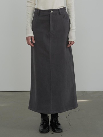 SUEDE LONG SKIRT_CHARCOAL