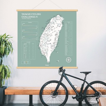 台灣單車地圖-專屬訂製實木框海報-迷霧綠(客製化禮物 聖誕禮物