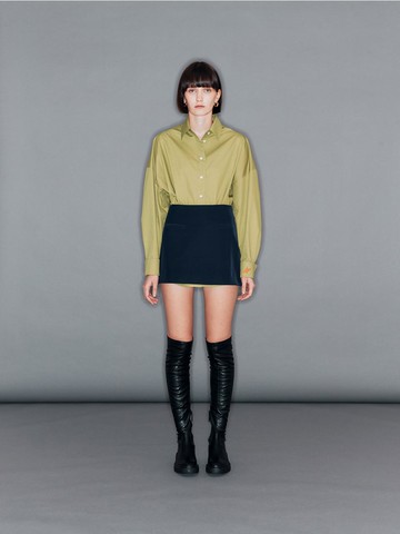 SARGAS Velvet-like faux leather Mini skirt Dark Navy