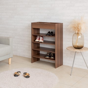 【TZUMii】德拉二格五層鞋櫃 胡桃木色 開放式鞋櫃 玄關櫃 收納櫃