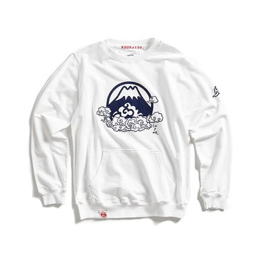 江戶勝 日系 男裝 雲朵貼布厚長袖T恤(米白色) #上衣