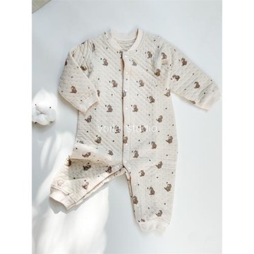 北歐嬰兒空氣棉爬服男女寶寶薄夾棉連體衣加厚打底衣春秋冬保暖oz