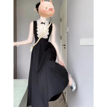 (免運)miu里miu氣法式赫本風無袖背心連衣裙氣質高級感收腰a字長裙夏款