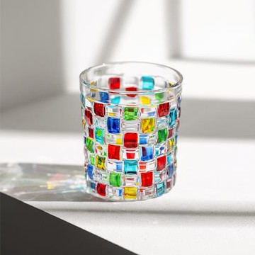 歐式手工彩繪水晶威士忌杯家用多彩水杯玻璃茶杯輕奢洋酒杯啤酒杯