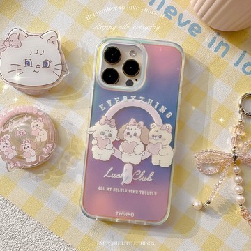 [CA2443]❥兔茸茸6.0大學城x甜心幸福組/霧面幻彩殼/IMD磁吸殼/iPhone17 16 15Pro Max