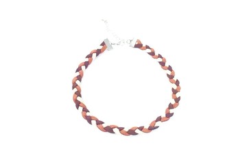 咖啡橘白-三色麻花頸鍊