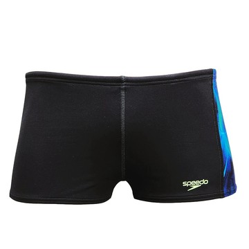 SPEEDO 男孩印花運動四角泳褲 Print Panel 黑/藍綠 SD8003160003
