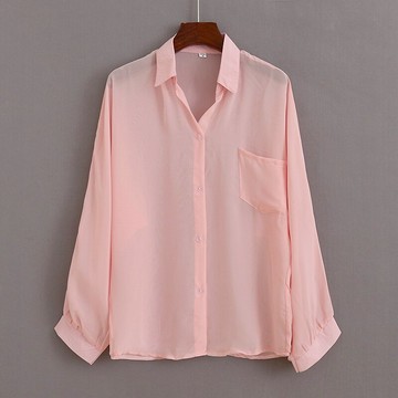 翻領薄款襯衫 女夏季新款蝙蝠衫開衫 長袖防曬衣 紐扣上衣 N/13-3