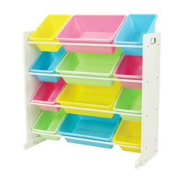 DELSUN 岱森城 木質十二格玩具收納架 台灣製造  馬卡龍粉