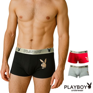 【PLAYBOY】立體剪裁精梳棉彈力個性平口褲