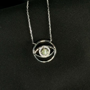 真理之眼 |金綠玉 貓眼 金綠寶石  珠寶級 寶石項鍊 925純銀 S24AA16-30