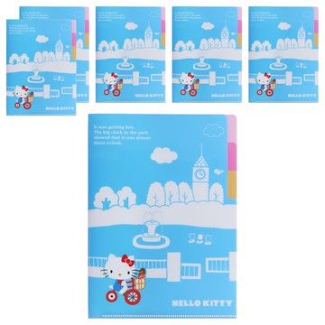 sun-star Hello Kitty 50週年 三夾層資料夾 L型A5(220 x 155 x 1mm)  趣味樂活 藍色  6個