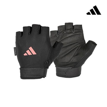 Adidas 可調式透氣短指訓練手套(粉)-S