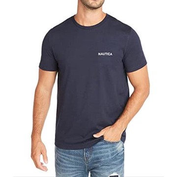 NAUTICA 2025男時尚棉質寶藍色圓領短袖T恤