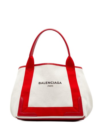 Balenciaga Pre-Owned - Navy Cabas S tote bag - women - Canvas/Leather - One Size - Neutrals