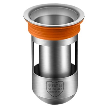 不鏽鋼防蟲防臭地漏芯 小 短款  1個  橘色/銀色