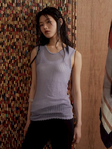 迠 肌理鏤空麻感毛織背心原創設計