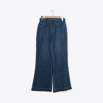 【MASTINA】彈力小喇叭後鬆緊牛仔褲 藍(魅力商品)