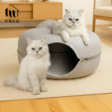 【好物良品】日本高品質加厚不織布圓形貓床貓隧道