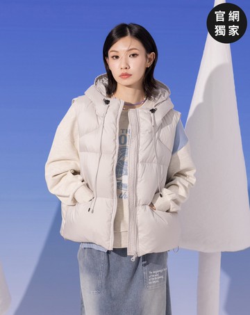 ➤品牌標語短版連帽羽絨背心(兩色)
