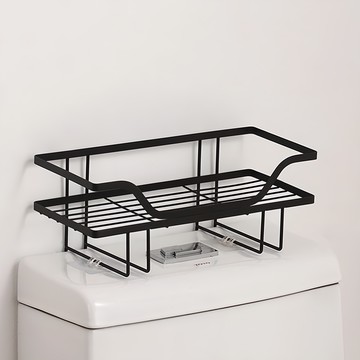 德利生活 單層水箱馬桶置物架 鐵藝材質 縷空設計 瀝水透氣  黑色  1個