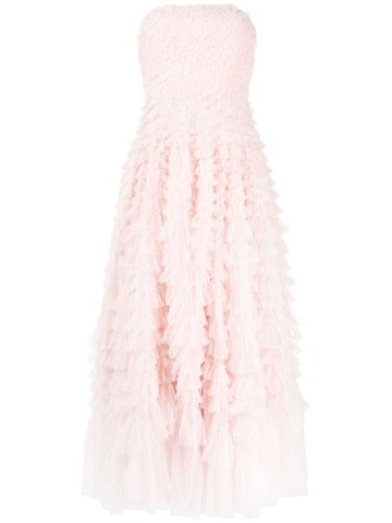 Needle & Thread - Hattie ruffled maxi dress - women - Polyester - 12 - Pink