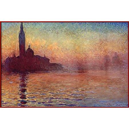 Claude Monet Framed Art Poster (Il Crepuscolo San Giorgio Maggiore At Dusk) (Size: 36" x 24")